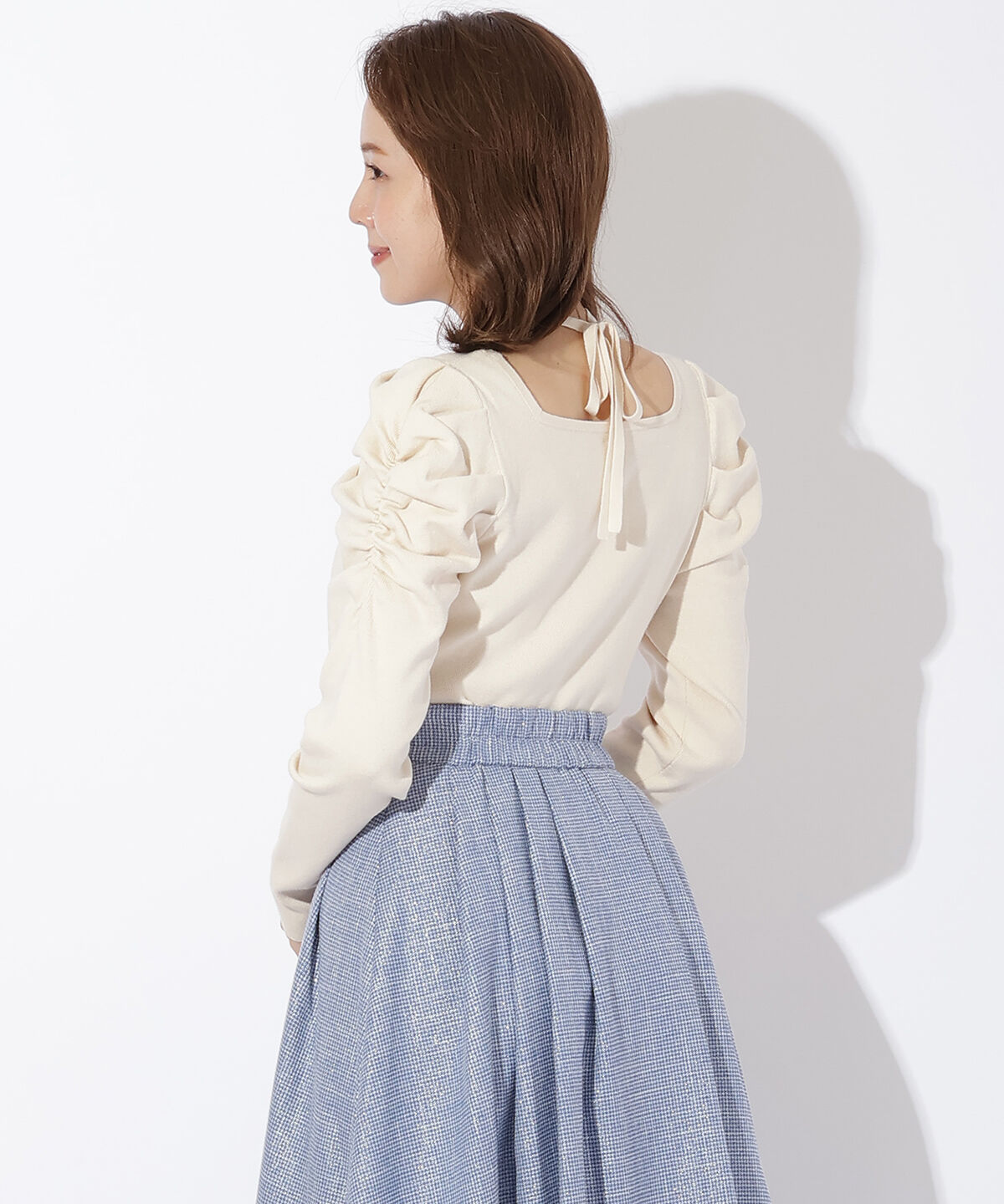 アンドクチュール「スクエアネックホルターリボンプルオーバー」|ニット・セーター|