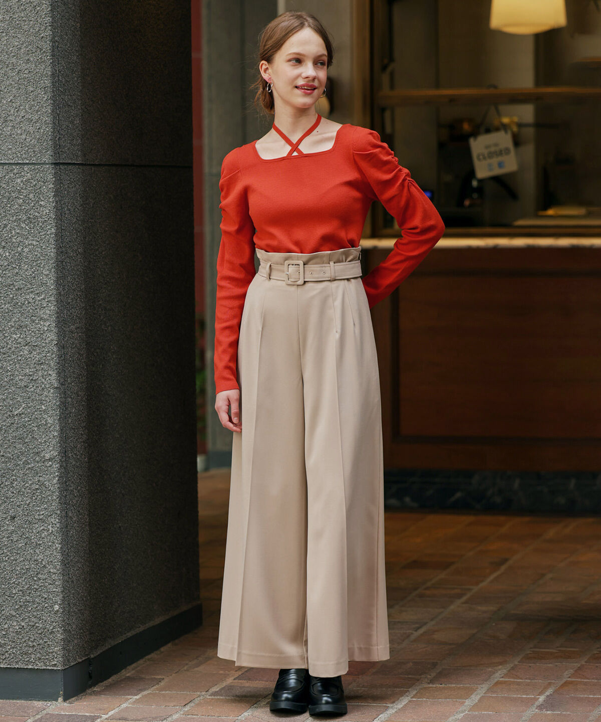 アンドクチュール「スクエアネックホルターリボンプルオーバー」|ニット・セーター|