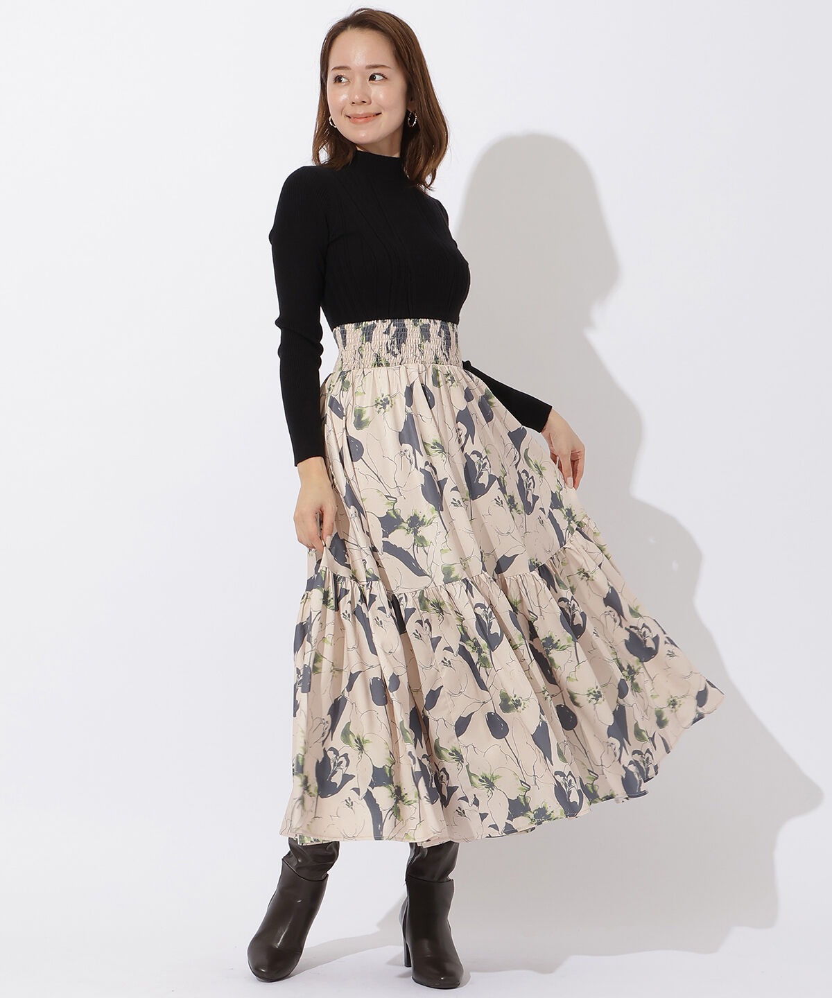 アンドクチュール「デジタルフラワードッキングワンピース」|ワンピース|