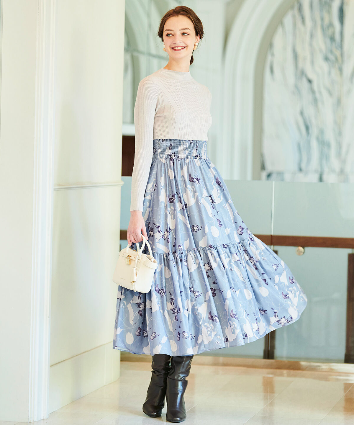 アンドクチュール「デジタルフラワードッキングワンピース」|ワンピース|