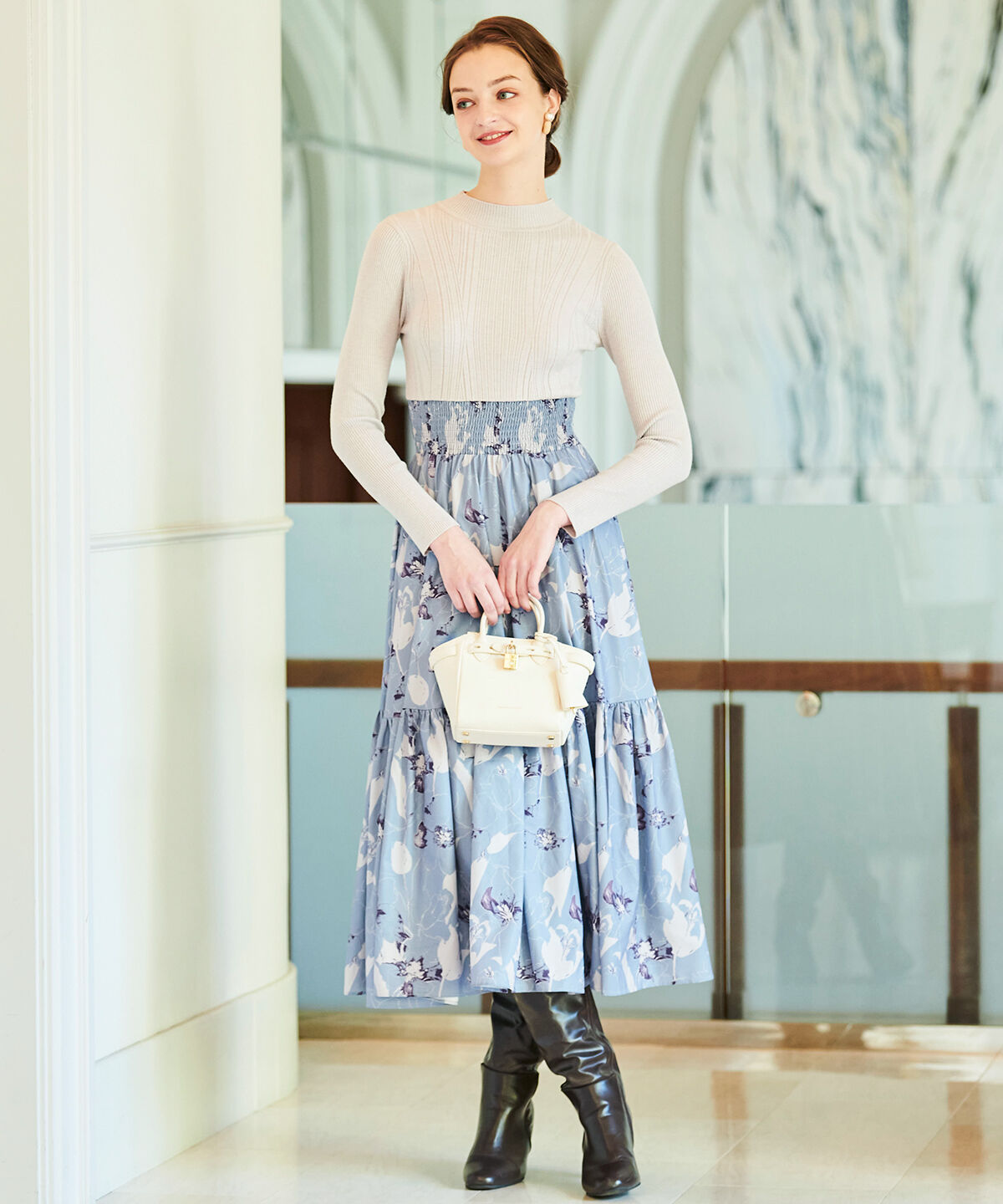 アンドクチュール「デジタルフラワードッキングワンピース」|ワンピース|