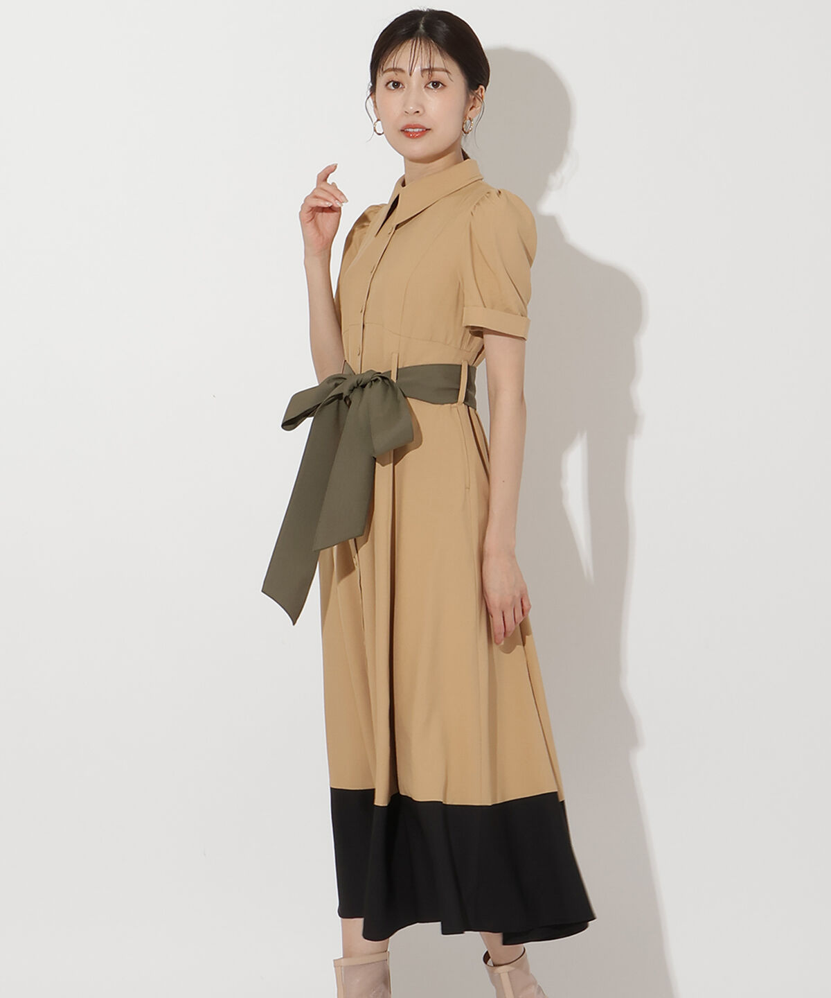 アンドクチュール「配色シャツワンピース」|ワンピース|