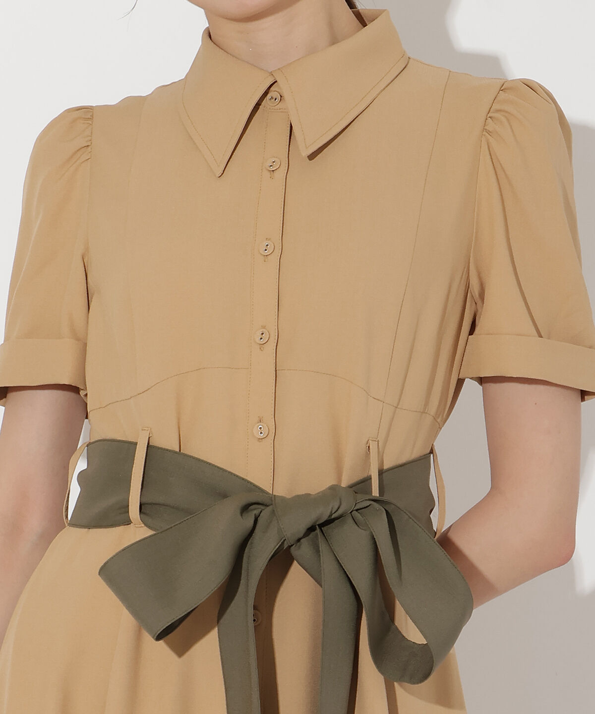 アンドクチュール「配色シャツワンピース」|ワンピース|