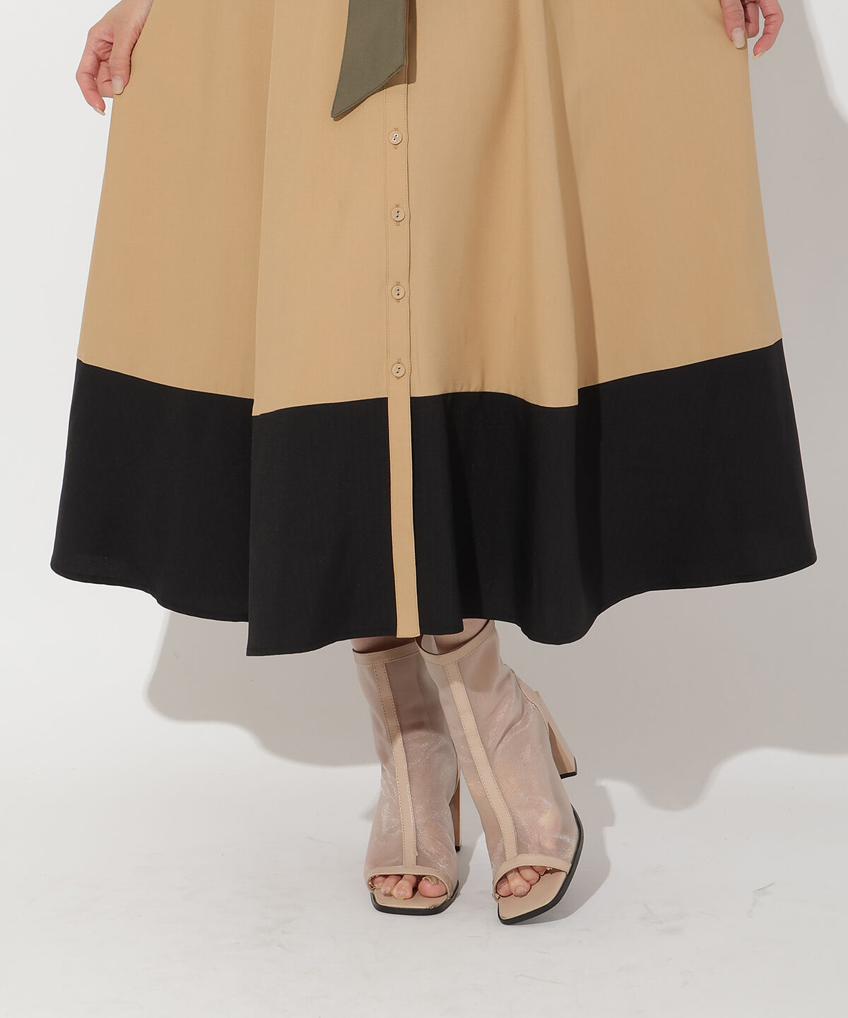 アンドクチュール「配色シャツワンピース」|ワンピース|