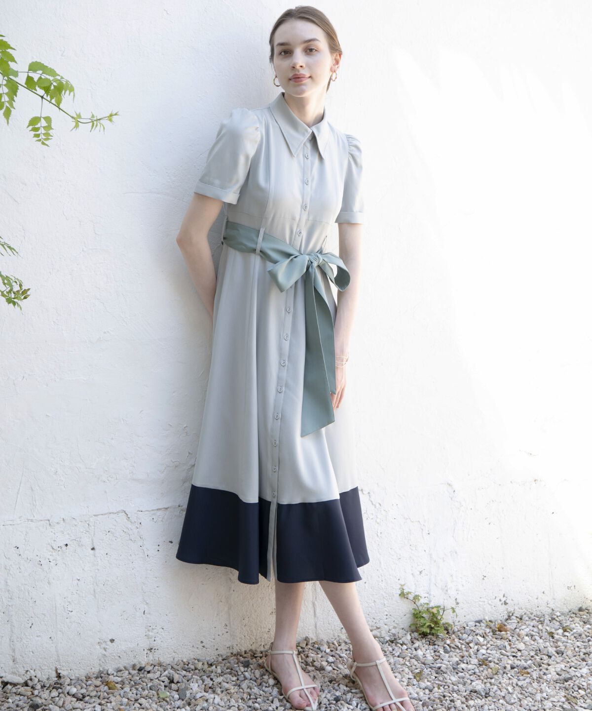 アンドクチュール「配色シャツワンピース」|ワンピース|