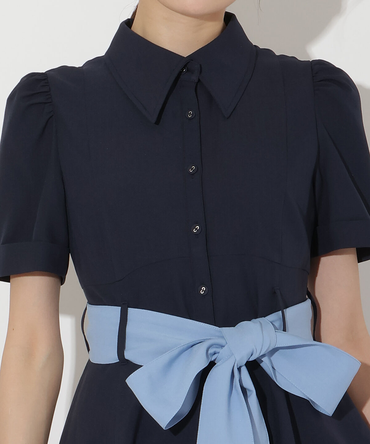 アンドクチュール「配色シャツワンピース」|ワンピース|