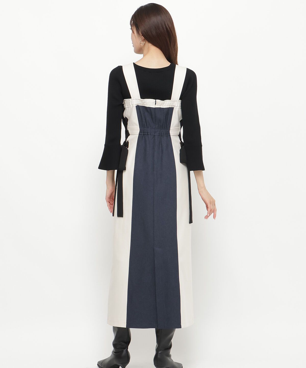 アンドクチュール「サイドリボン配色ジャンスカ」|ジャンパースカート|