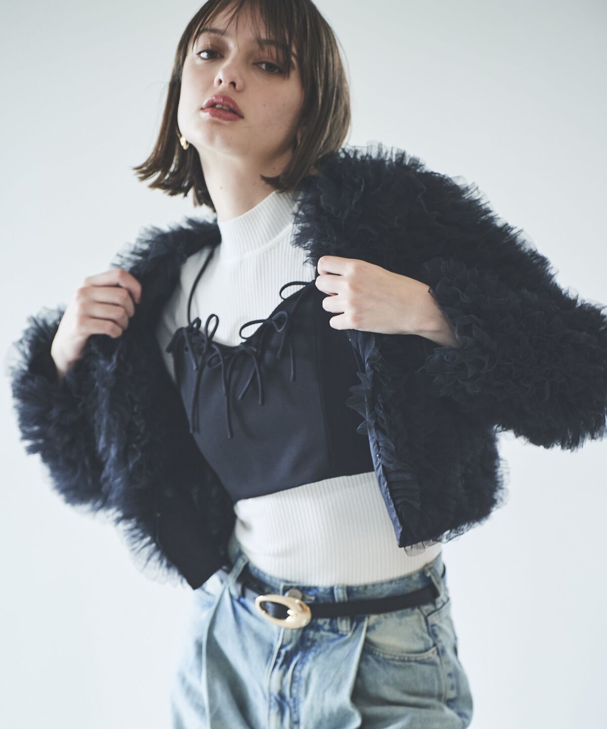 アンドクチュール「チュールフリルジャケット」|その他|ブラック