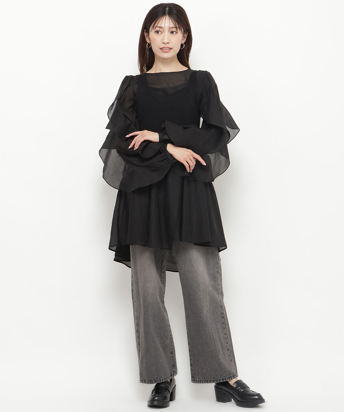 アンドクチュール「ニットレイヤードチュニック」|チュニック|