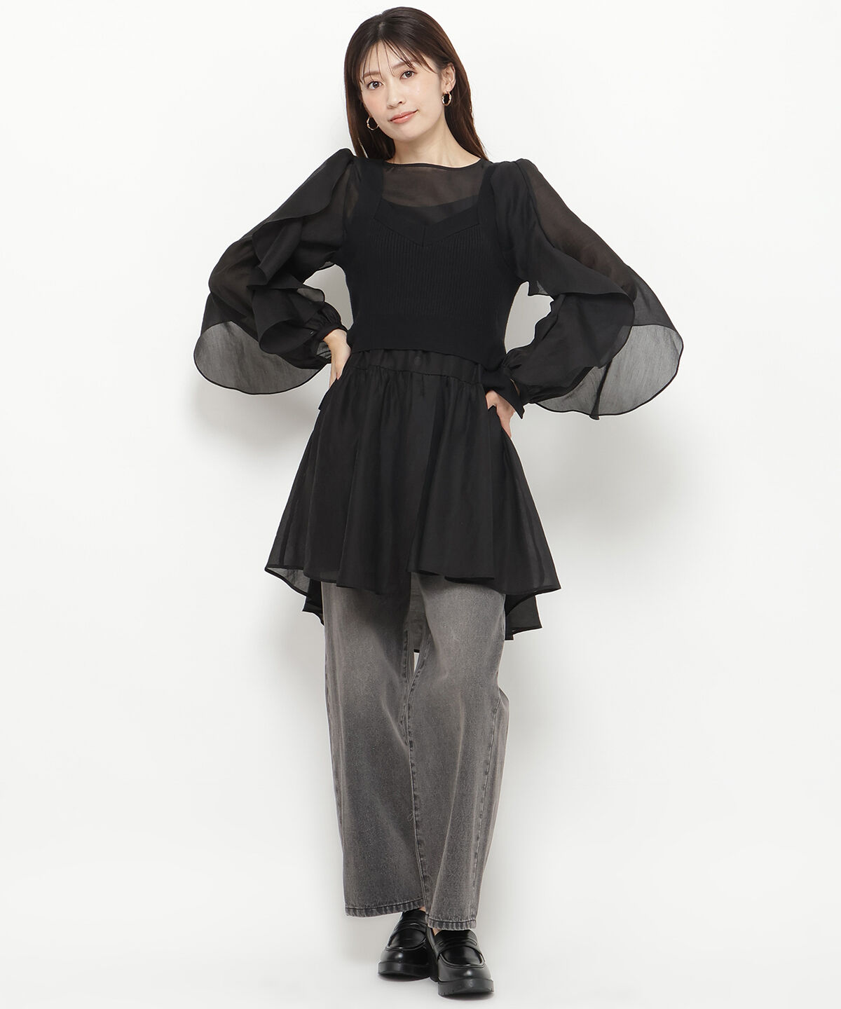 アンドクチュール「ニットレイヤードチュニック」|チュニック|