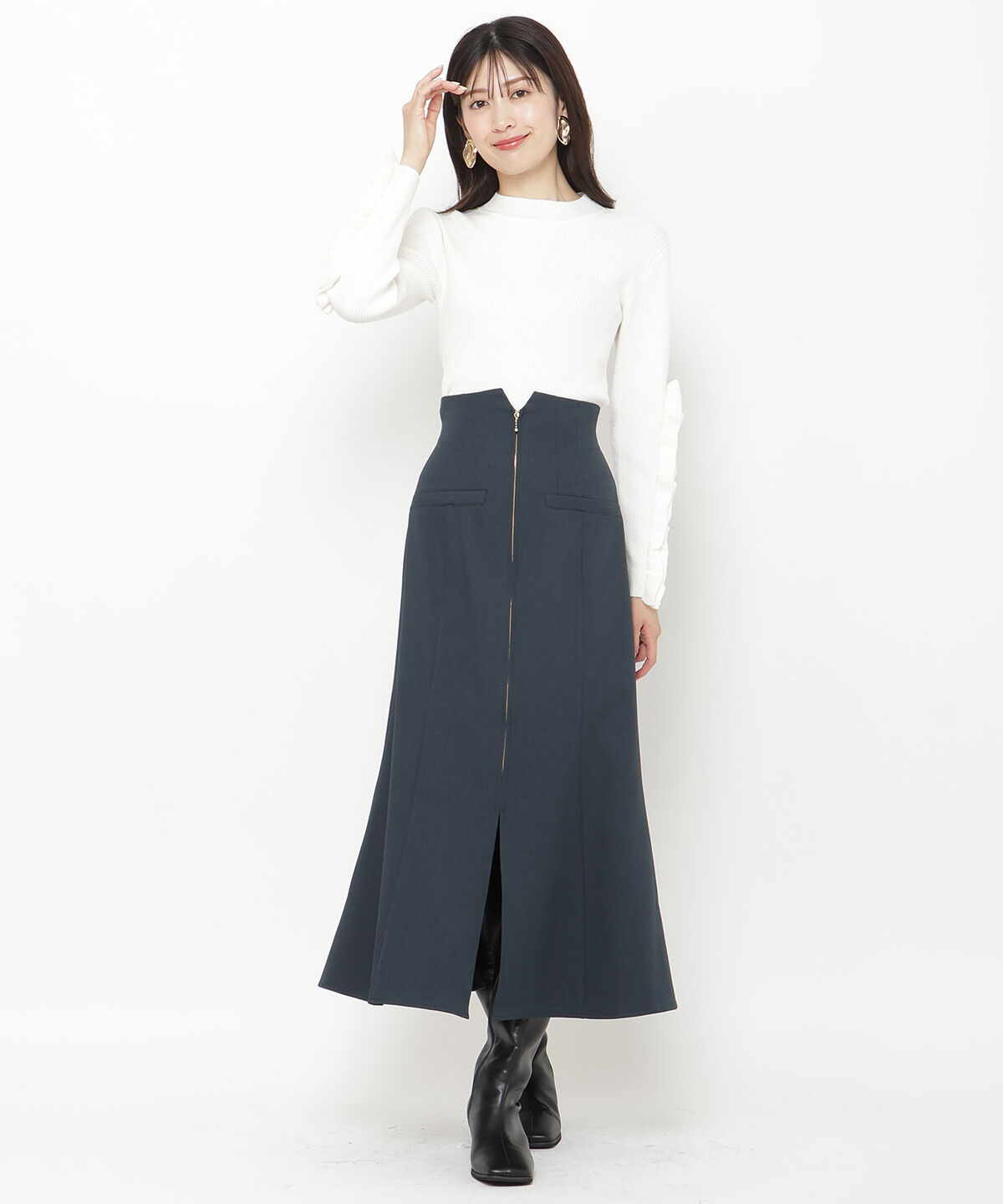 アンドクチュール「フロントジップマーメイドスカート」|スカート|