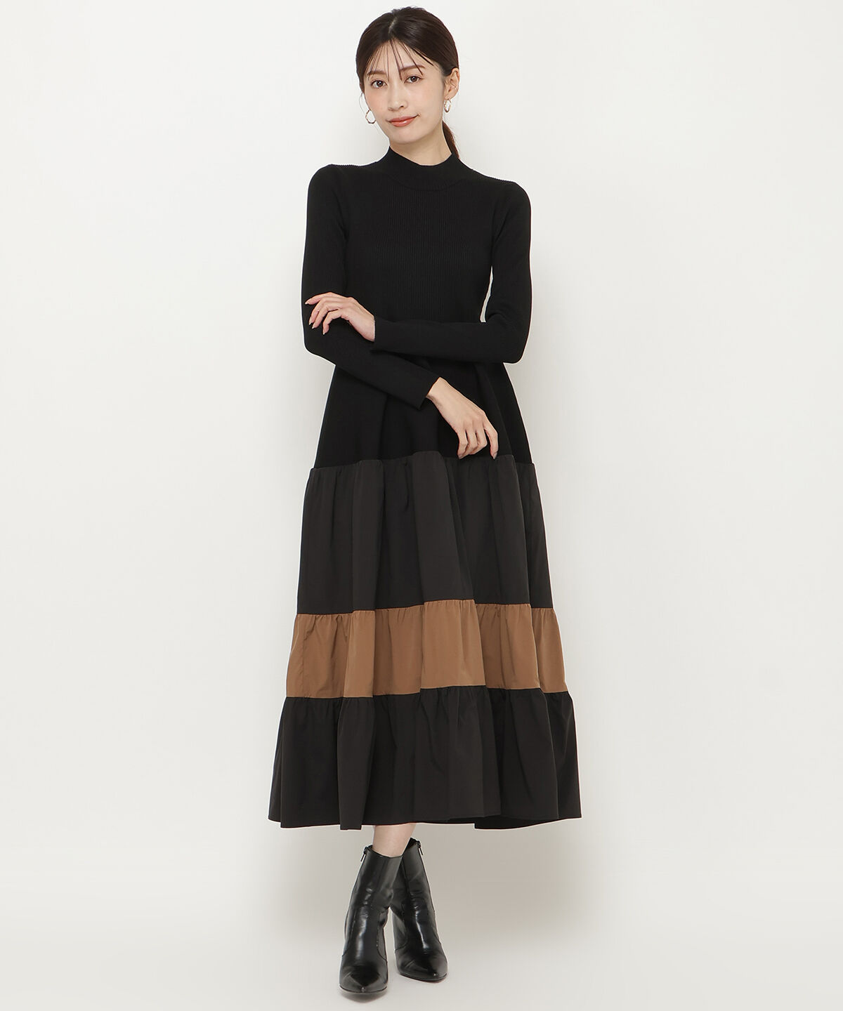 アンドクチュール「布帛ティアードドッキングワンピース」|ワンピース|