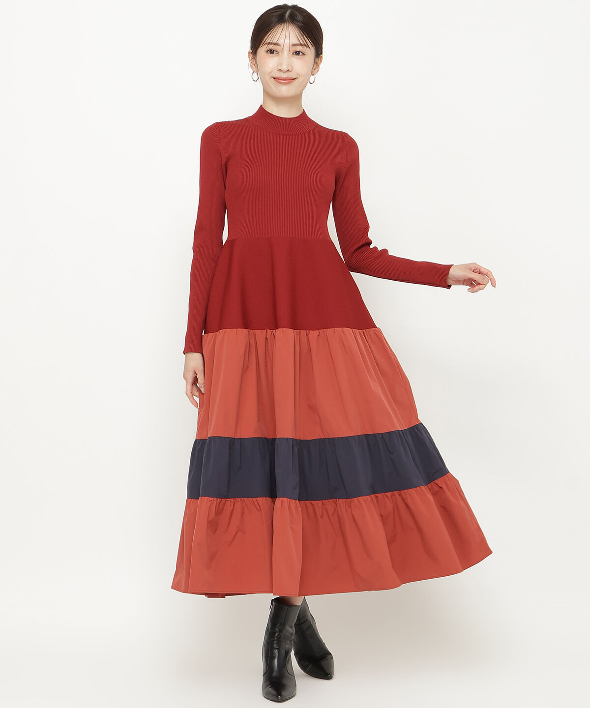 アンドクチュール「布帛ティアードドッキングワンピース」|ワンピース|