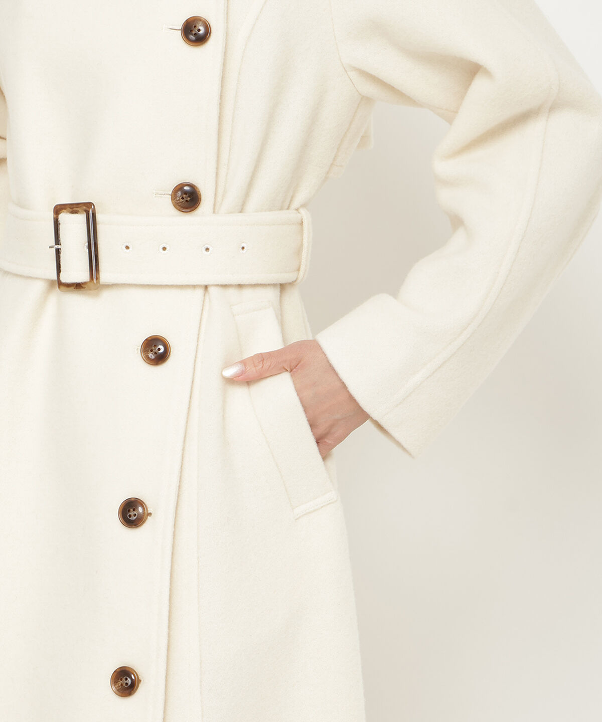 アンドクチュール「ウールモッサアシメボタンロングコート」|ダウン|