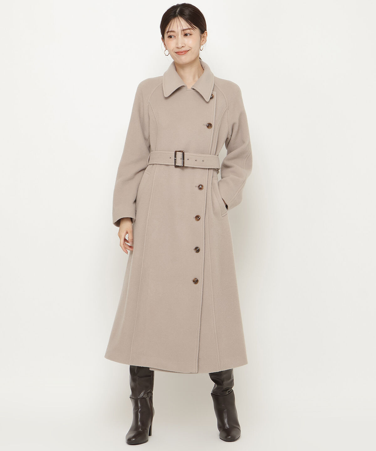 アンドクチュール「ウールモッサアシメボタンロングコート」|ダウン|