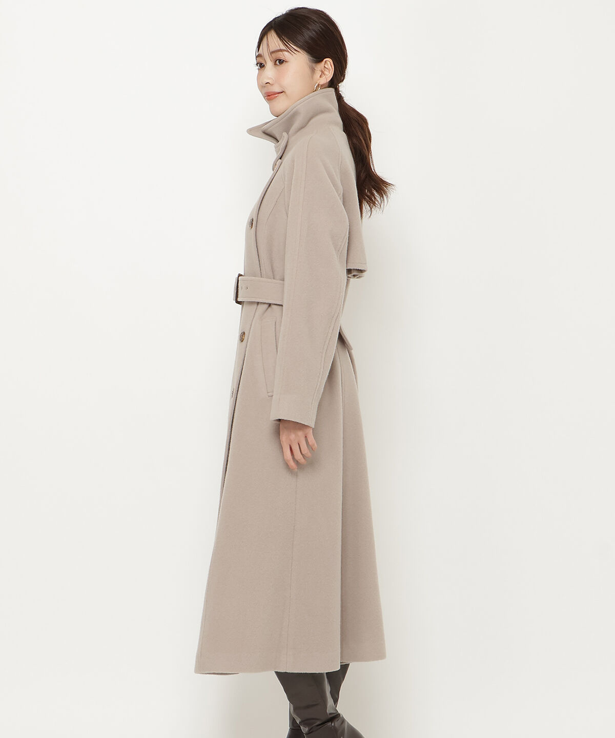 アンドクチュール「ウールモッサアシメボタンロングコート」|ダウン|