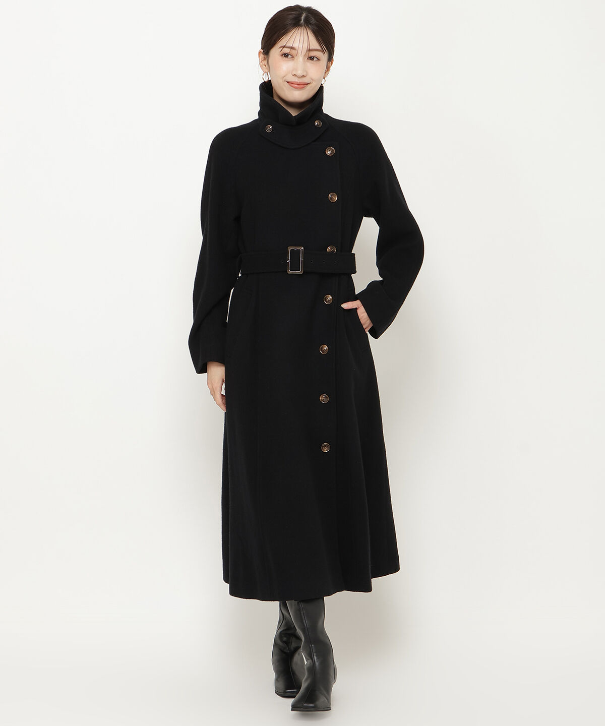 アンドクチュール「ウールモッサアシメボタンロングコート」|ダウン|