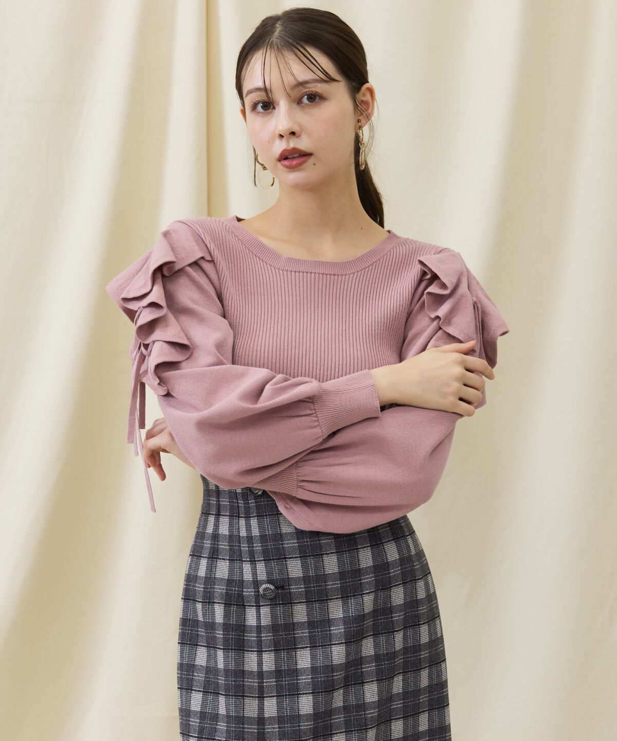 アンドクチュール「袖フリルニット」|ニット・セーター|