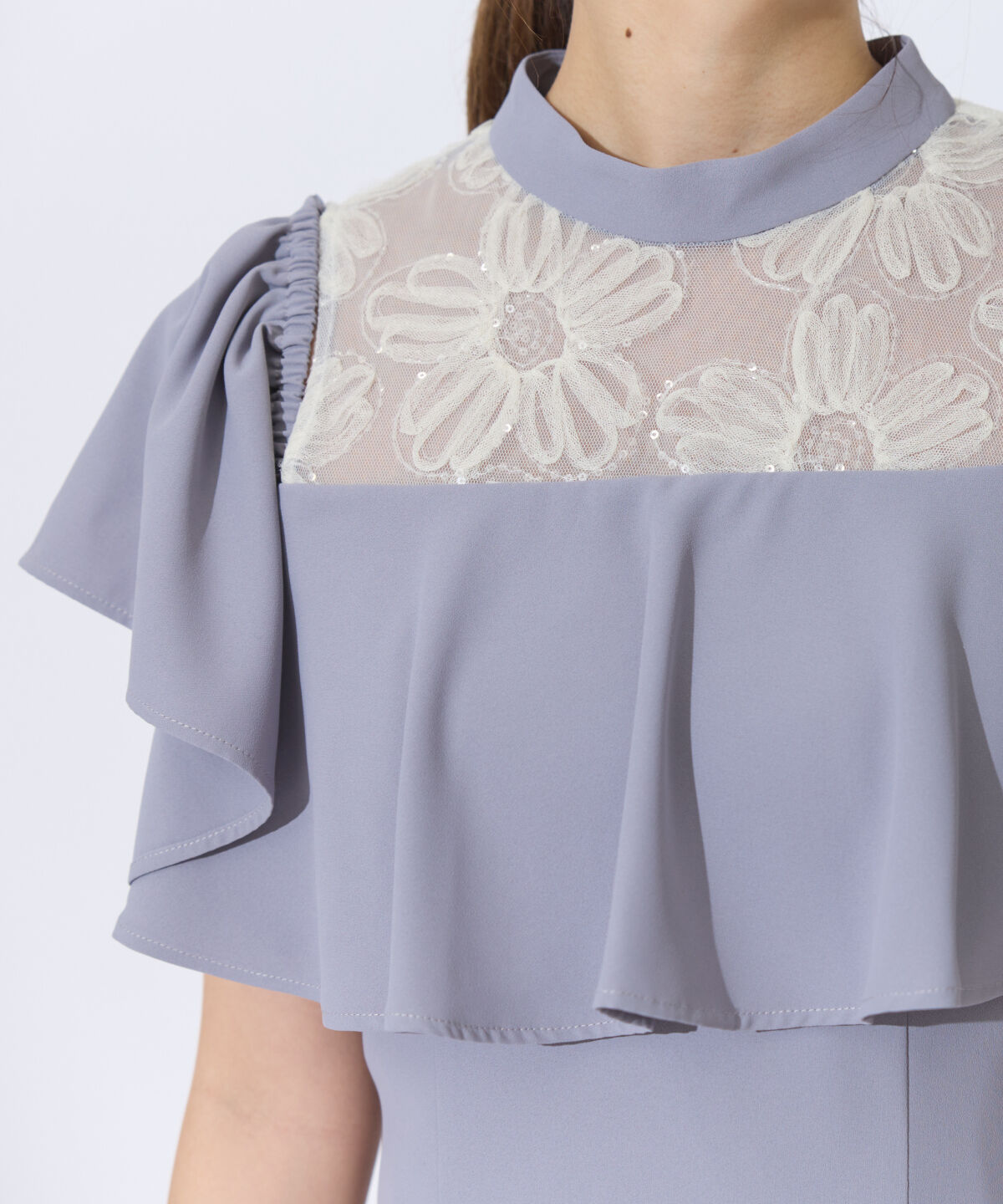 アンドクチュール「2WAYフラワーレースケープドレス」|ドレス|