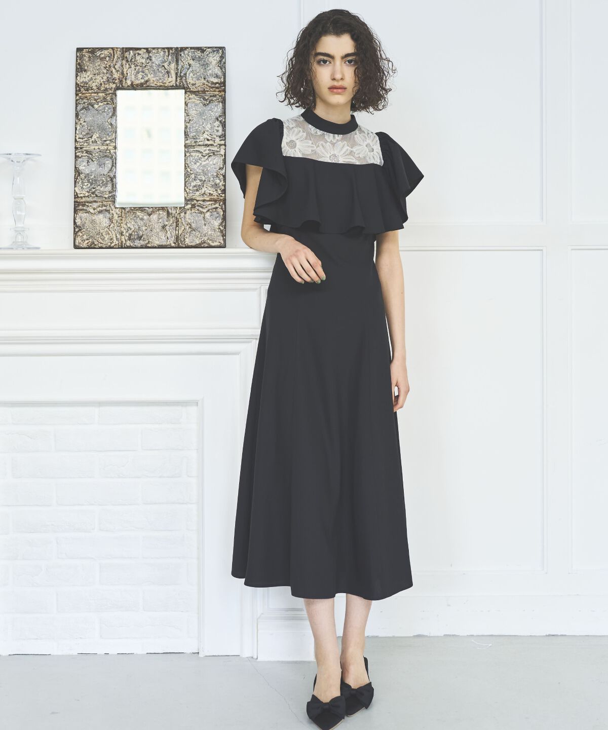 アンドクチュール「2WAYフラワーレースケープドレス」|ドレス|