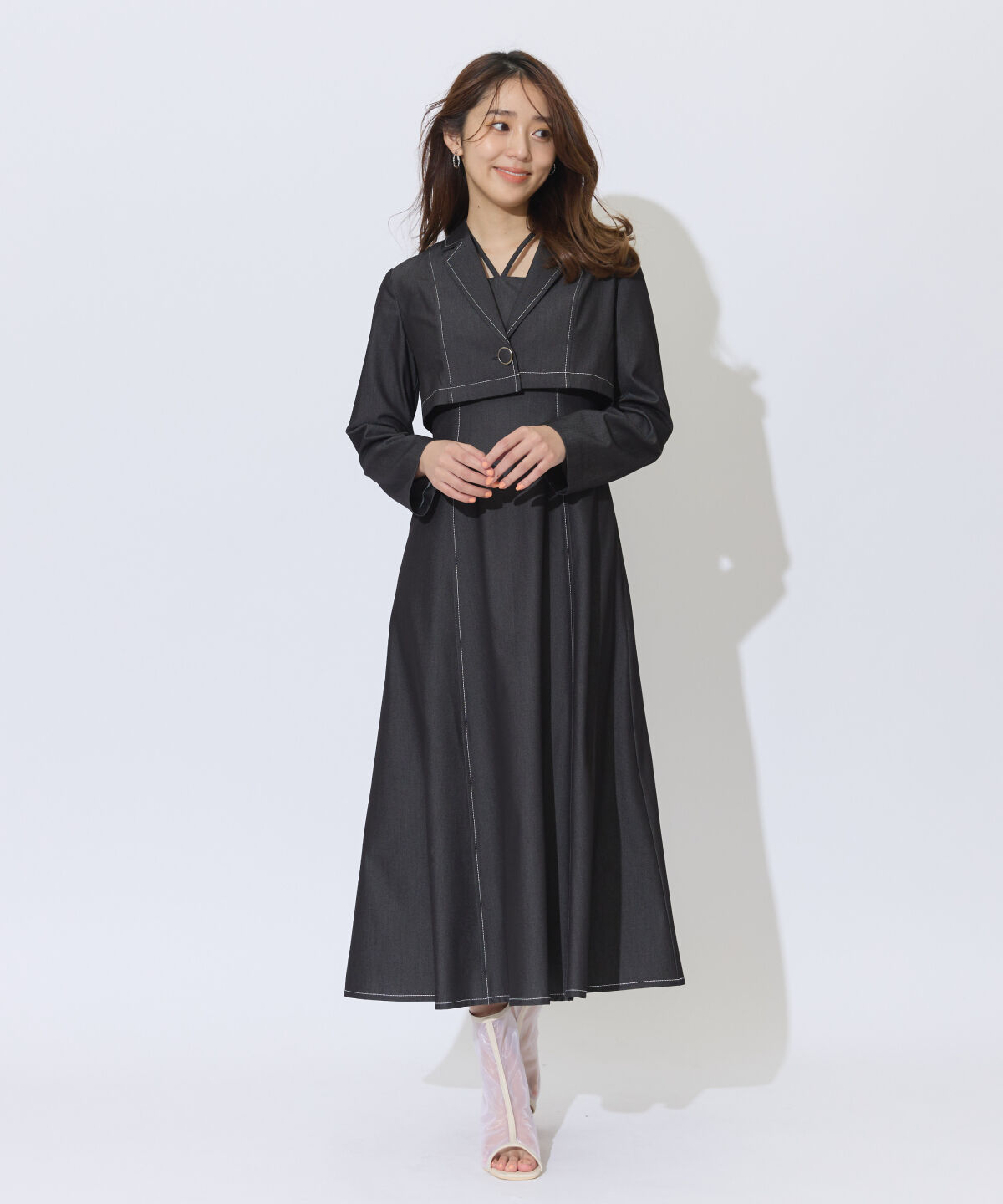 アンドクチュール「デニムライクアンサンブルワンピース」|ワンピース|ブラック