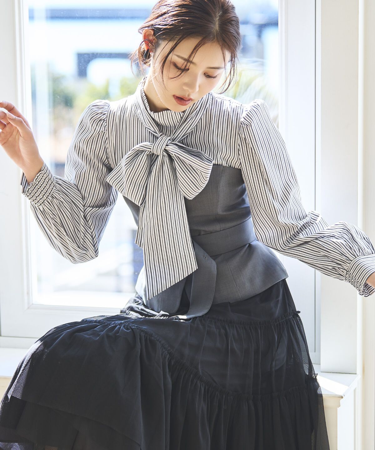 アンドクチュール「ビスチェ切替ドッキングワンピース」|ワンピース|