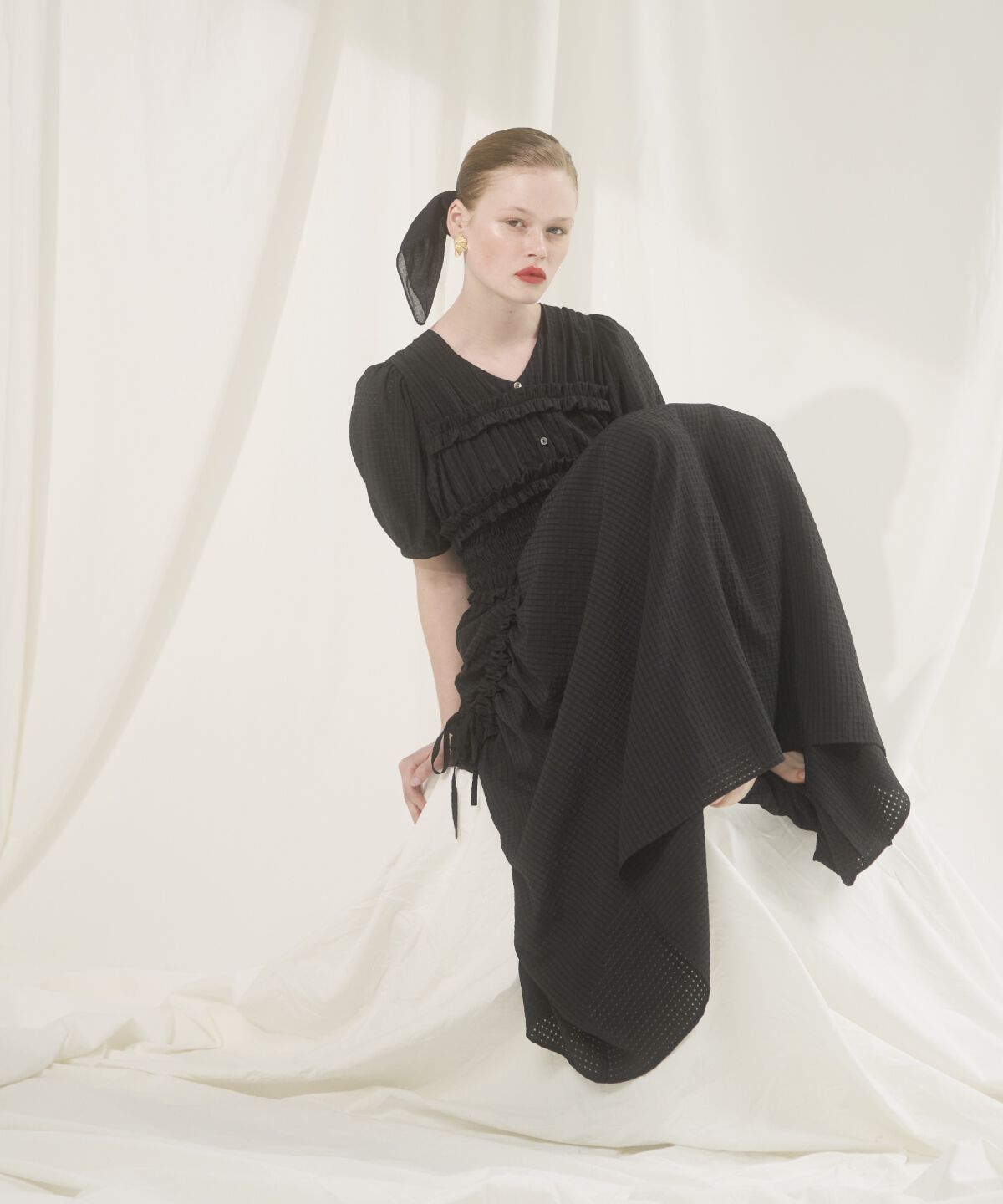 アンドクチュール「シャーリングビスチェワンピース」|ワンピース|