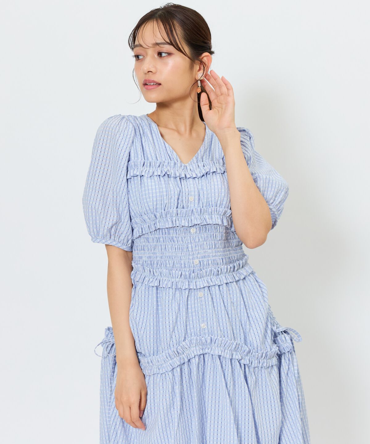 アンドクチュール「シャーリングビスチェワンピース」|ワンピース|