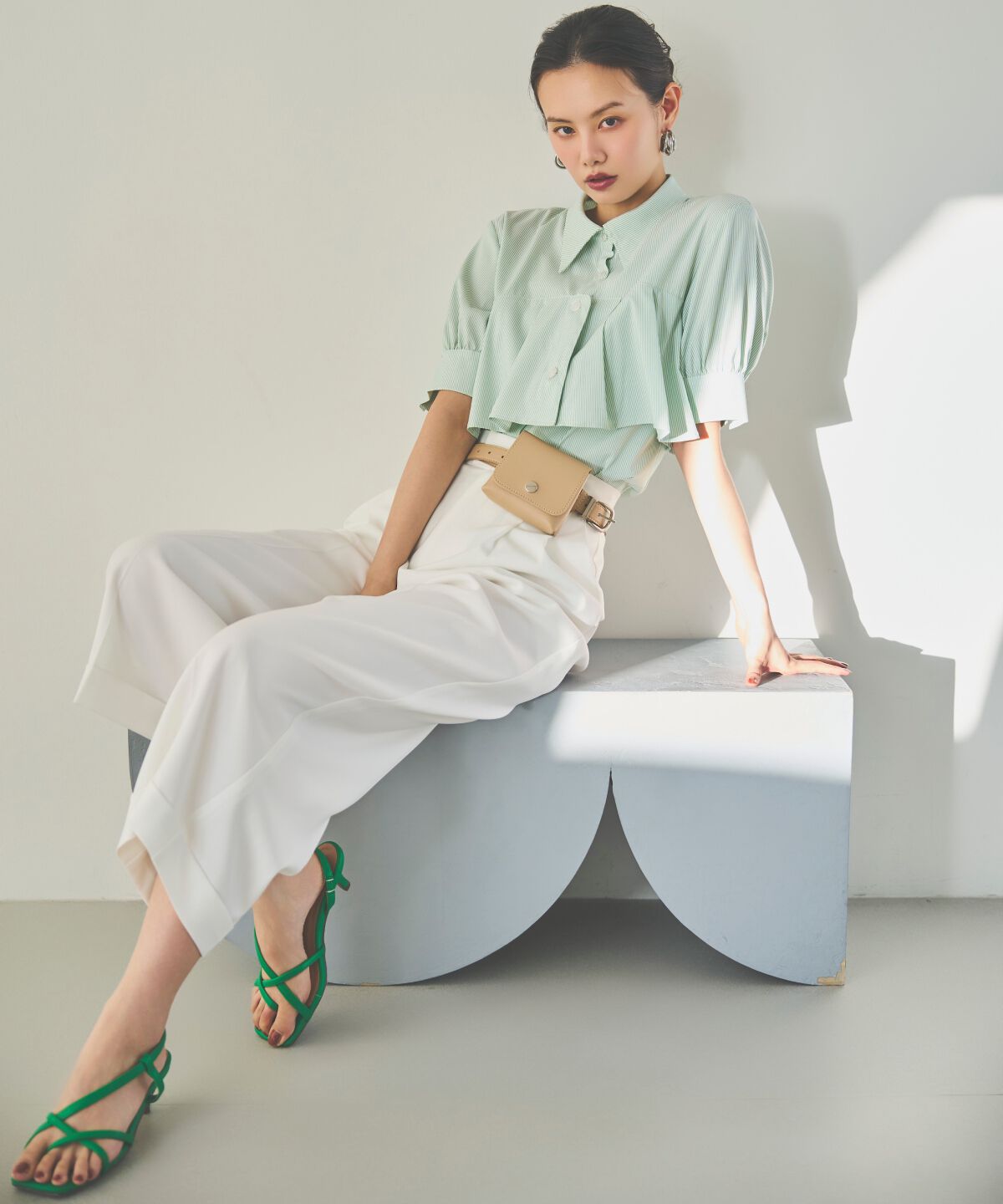 アンドクチュール「ストライプヨークハーフスリーブシャツ」|シャツ・ブラウス|