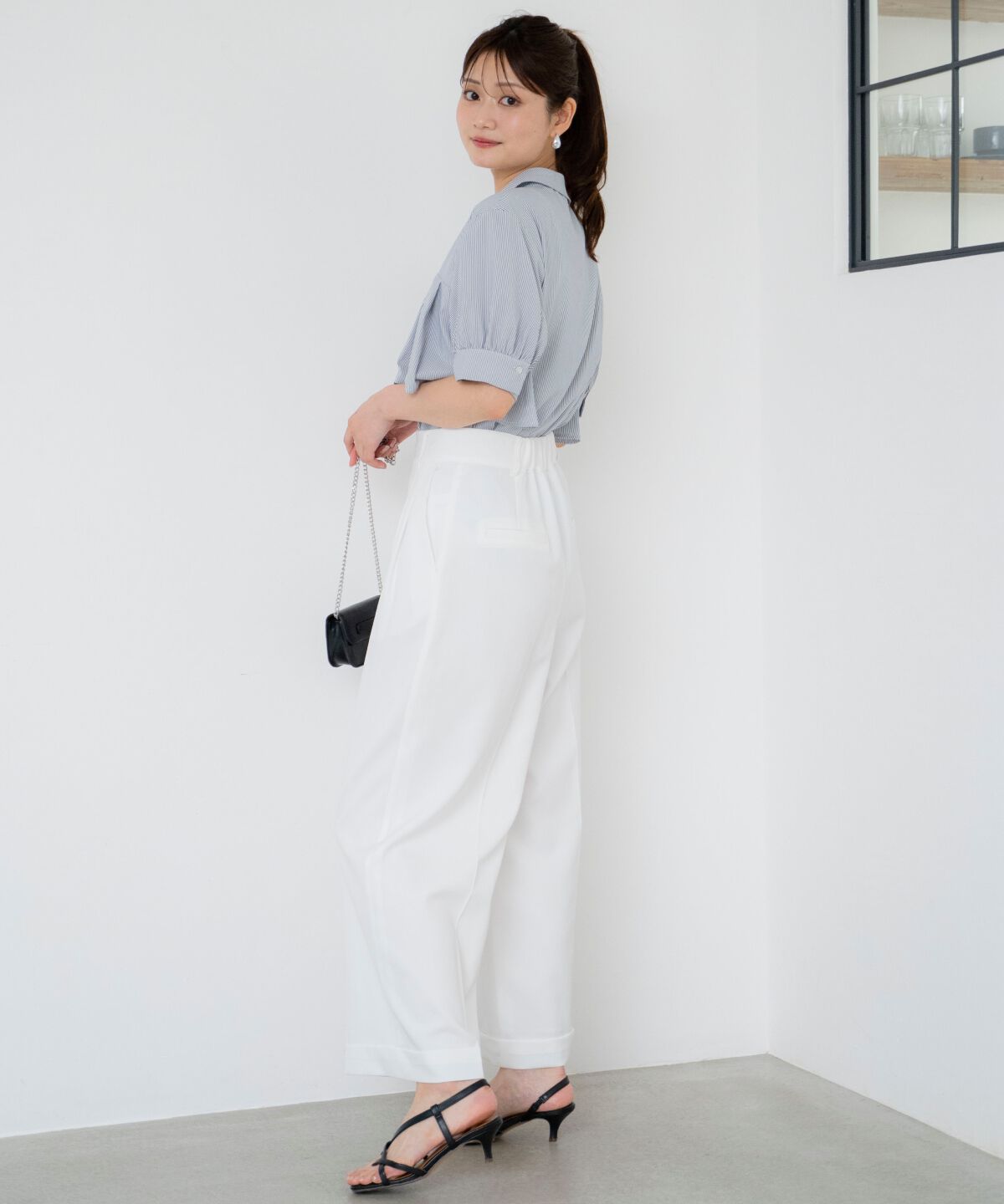 アンドクチュール「ストライプヨークハーフスリーブシャツ」|シャツ・ブラウス|