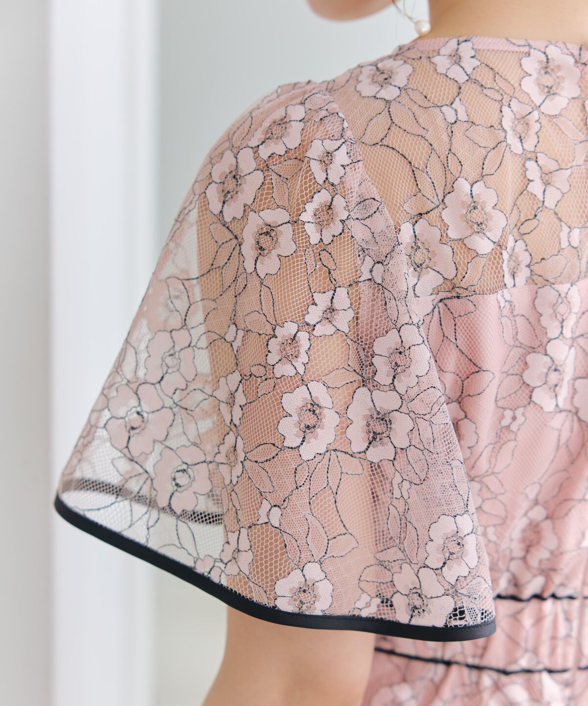 アンドクチュール「アシメギャザーパイピングレースドレス」|ドレス|