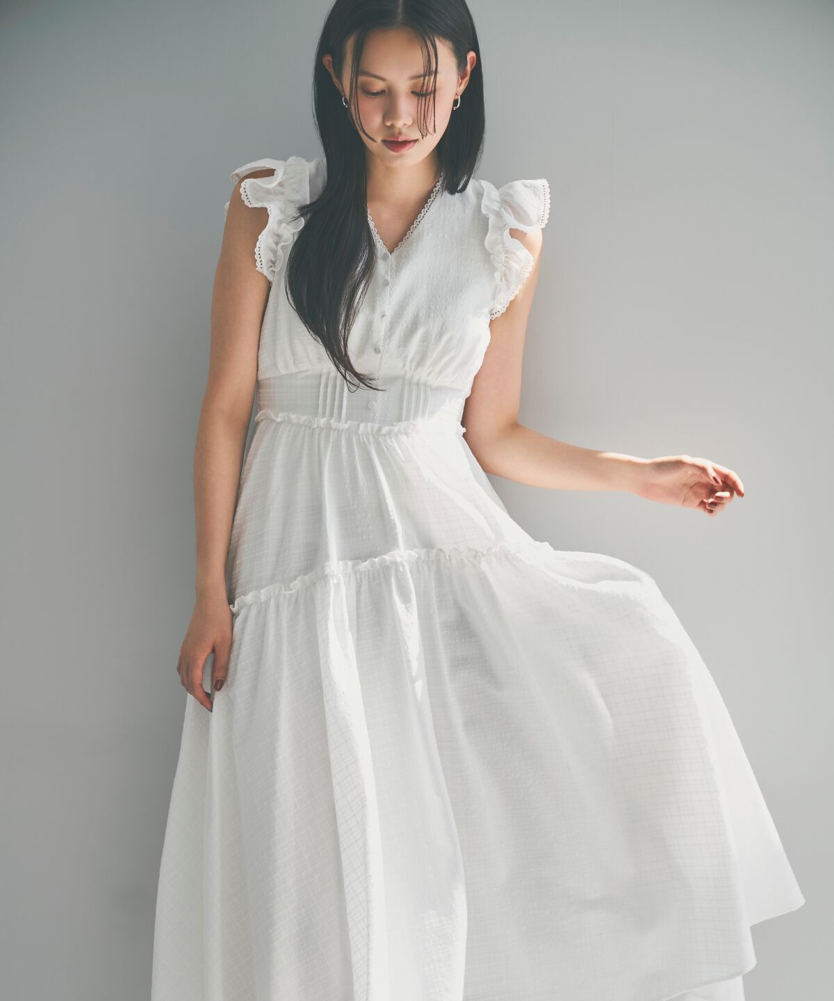 アンドクチュール「サッカーチェックティアードワンピース」|ワンピース|オフ