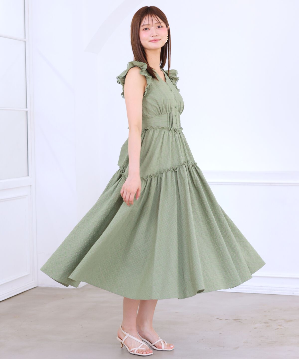 アンドクチュール「サッカーチェックティアードワンピース」|ワンピース|