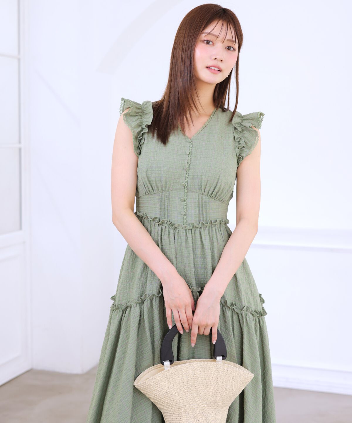 アンドクチュール「サッカーチェックティアードワンピース」|ワンピース|