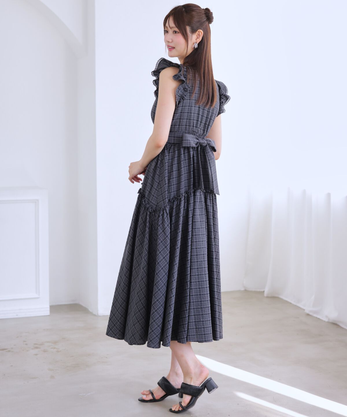 アンドクチュール「サッカーチェックティアードワンピース」|ワンピース|