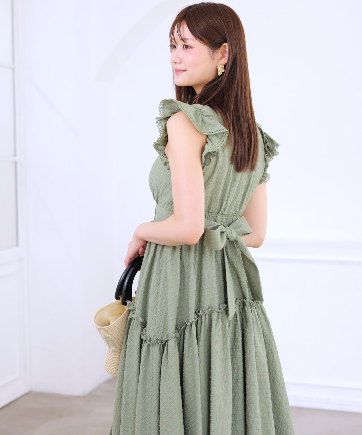 アンドクチュール「サッカーチェックティアードワンピース」|ワンピース|