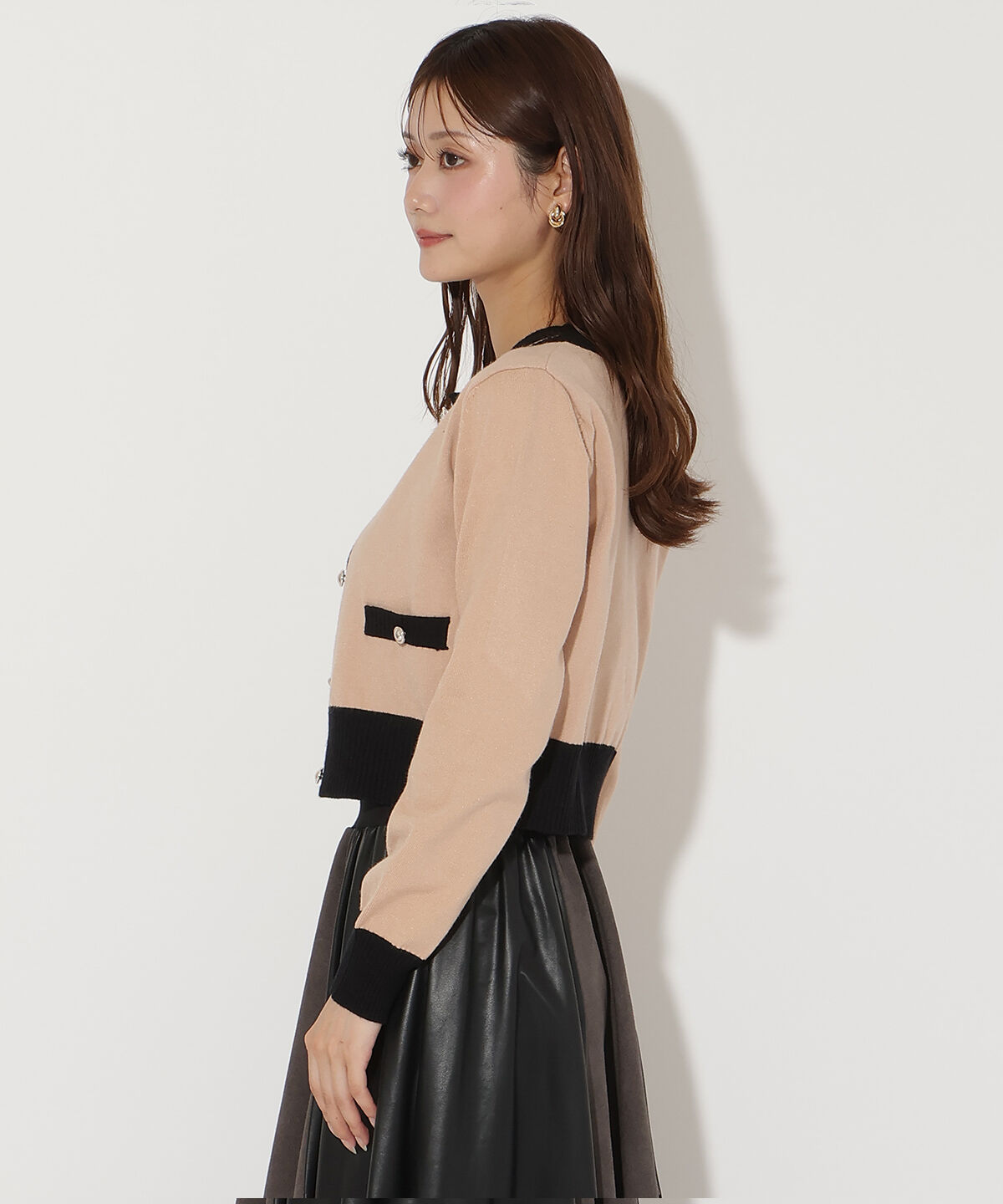 アンドクチュール「バイカラーアンサンブルニット」|カーディガン|