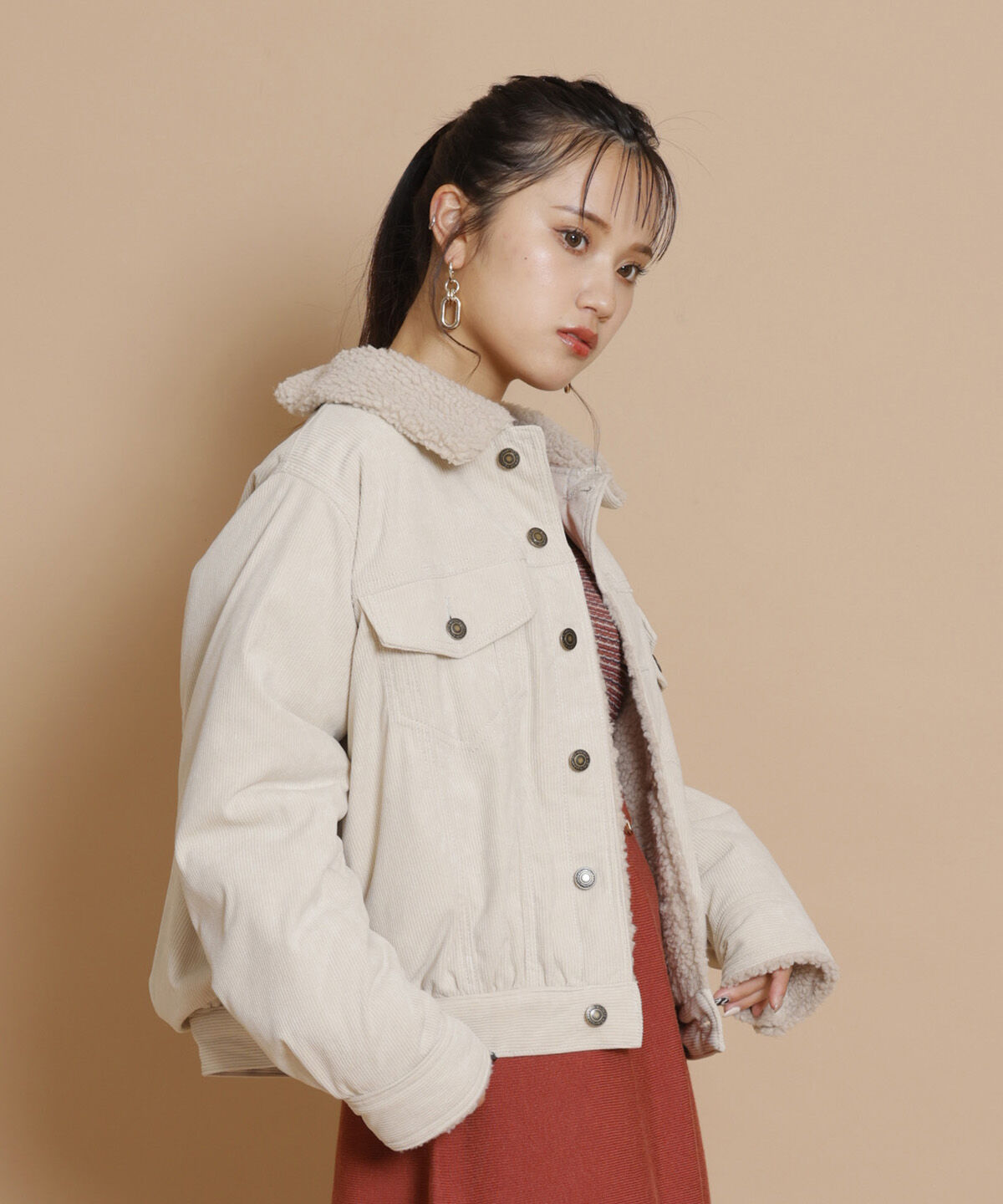 REDYAZEL「ボアコーデュロイデニムジャケット」|ブルゾン・スタジャン|