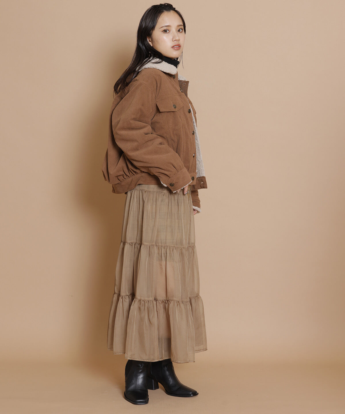 REDYAZEL「ボアコーデュロイデニムジャケット」|ブルゾン・スタジャン|