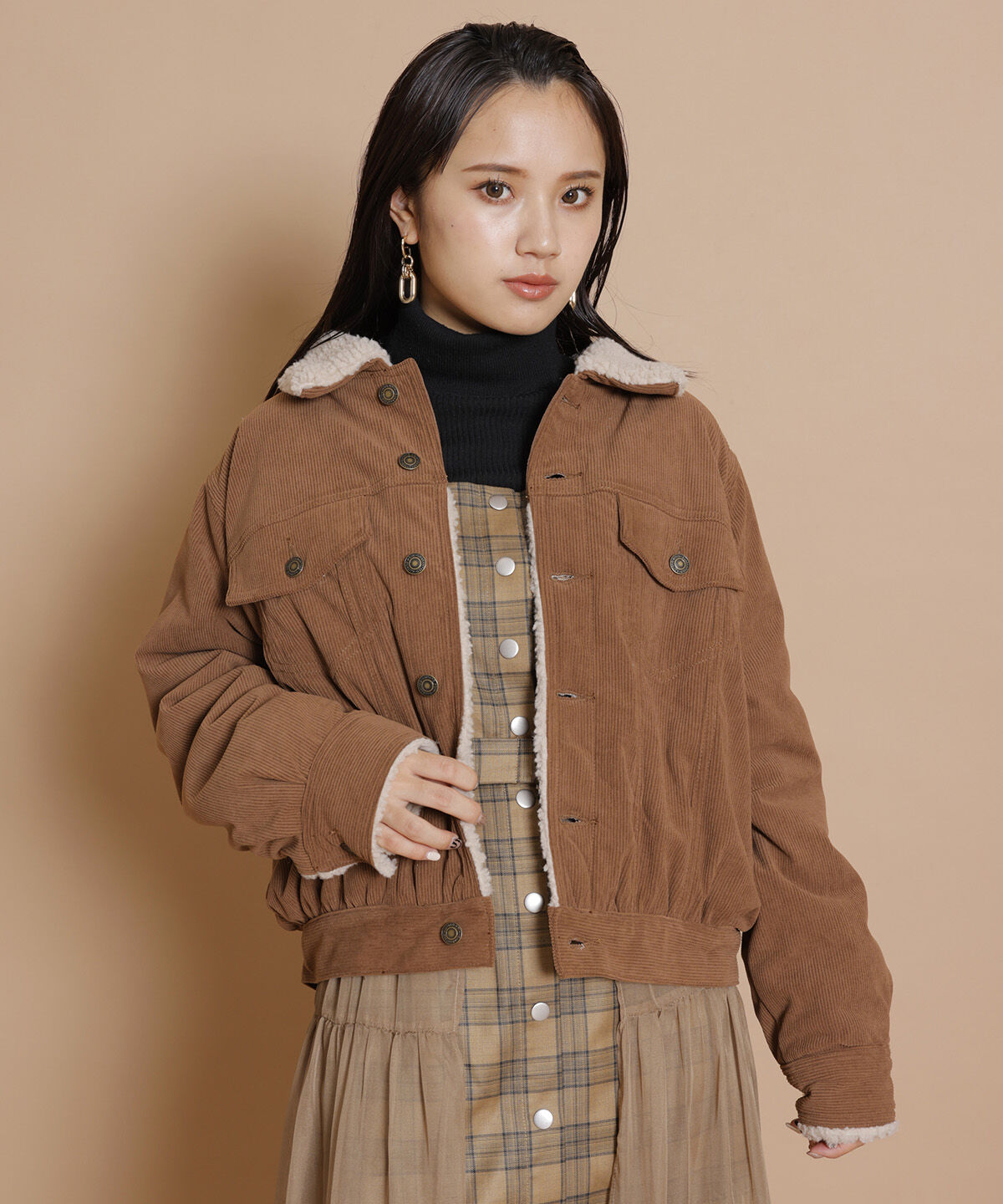 REDYAZEL「ボアコーデュロイデニムジャケット」|ブルゾン・スタジャン|