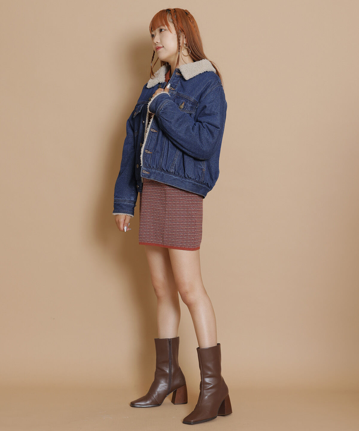 REDYAZEL「ボアコーデュロイデニムジャケット」|ブルゾン・スタジャン|