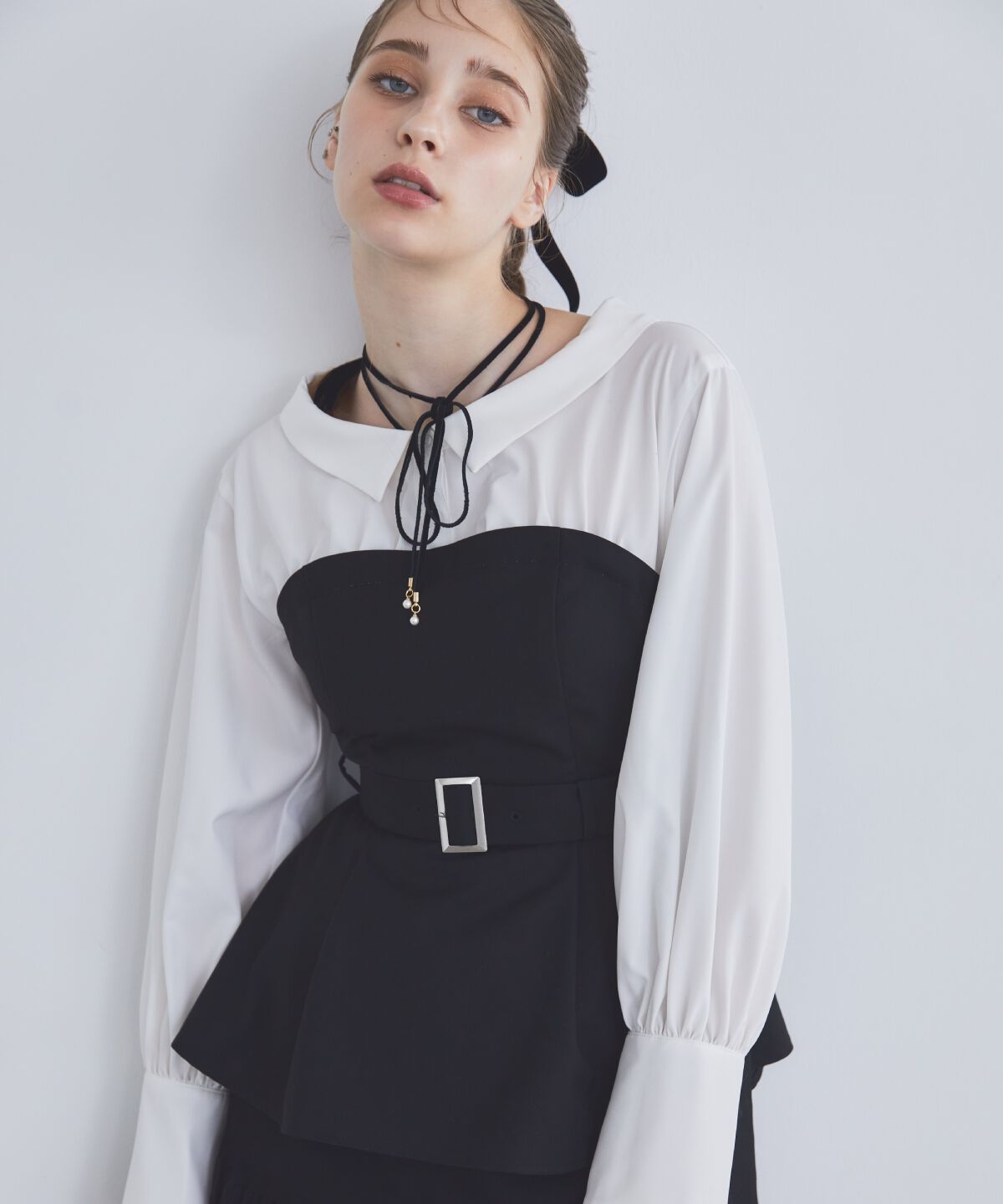 REDYAZEL「シャツドッキングベアワンピース」|ワンピース|