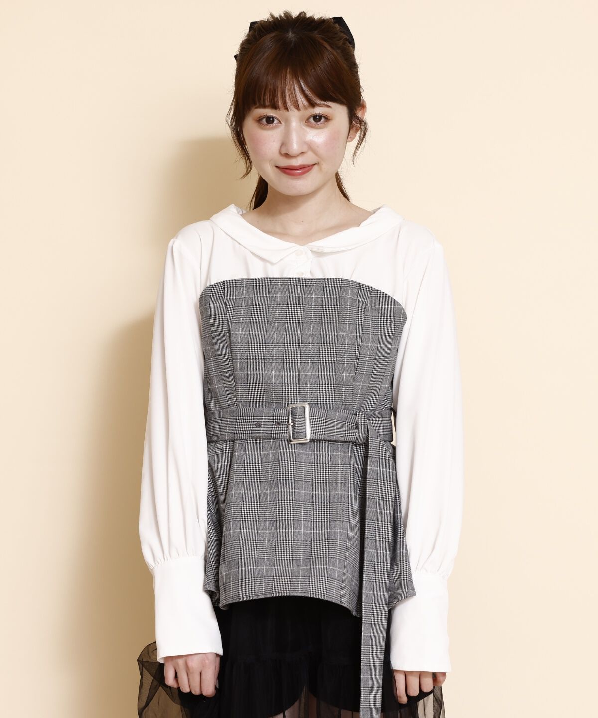 REDYAZEL「シャツドッキングベアワンピース」|ワンピース|