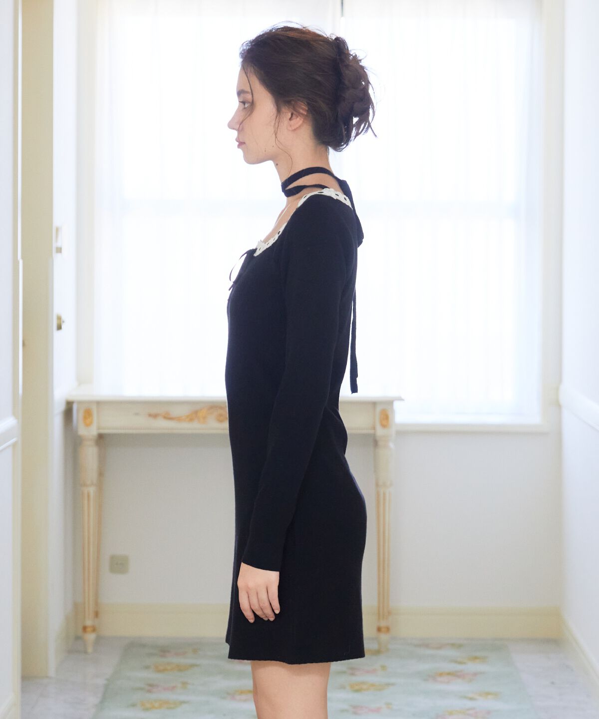 REDYAZEL「レーストリミングニットワンピース」|ワンピース|