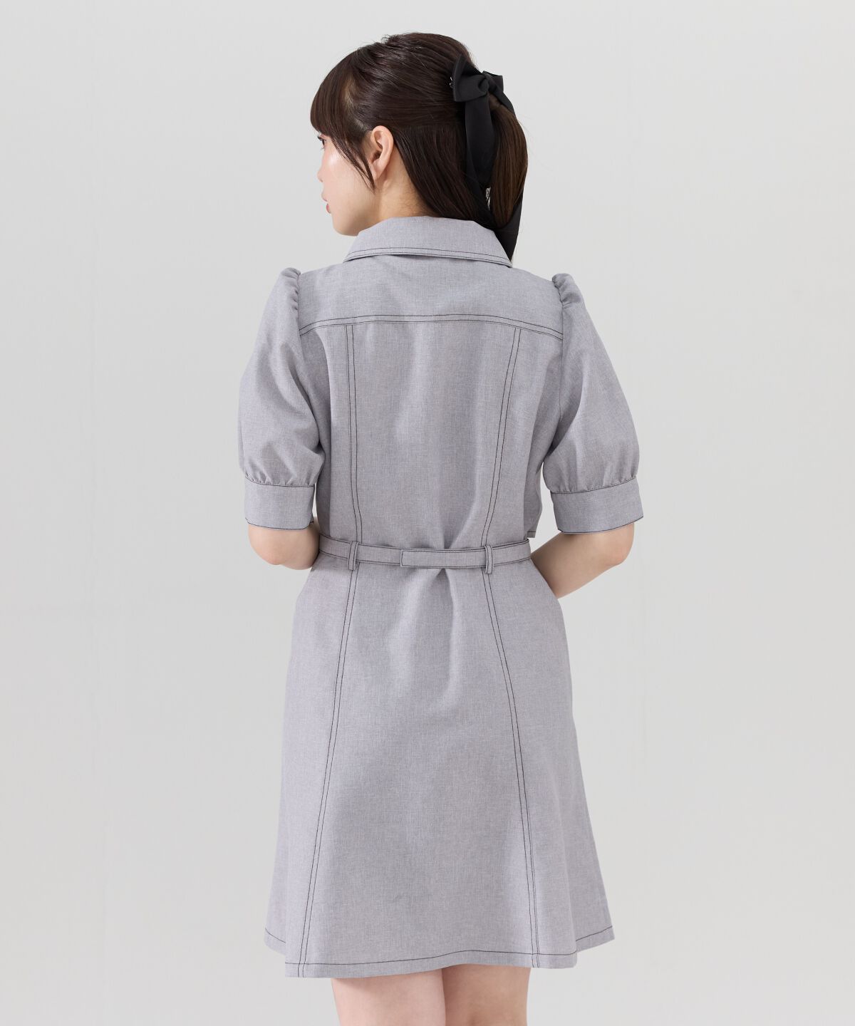 REDYAZEL「バイカラーステッチアシメデザイン半袖ミニワンピース」|ワンピース|