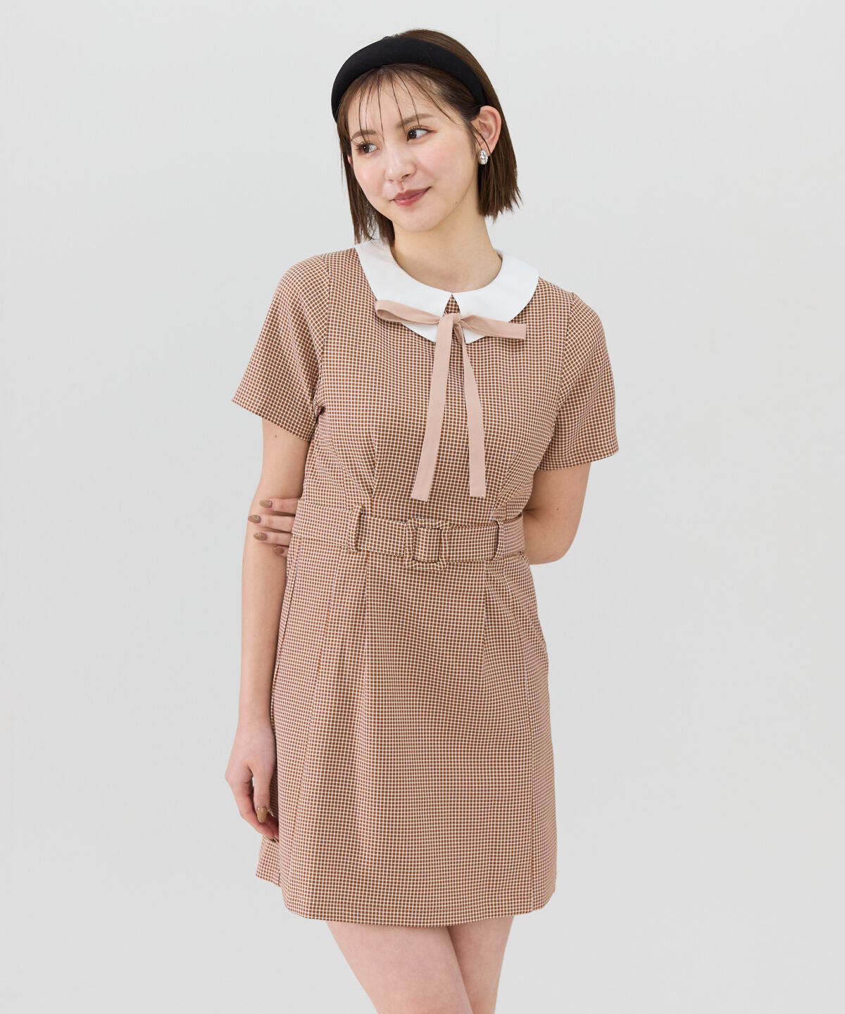 REDYAZEL「ギンガムチェック襟つきミニワンピース」|ワンピース|