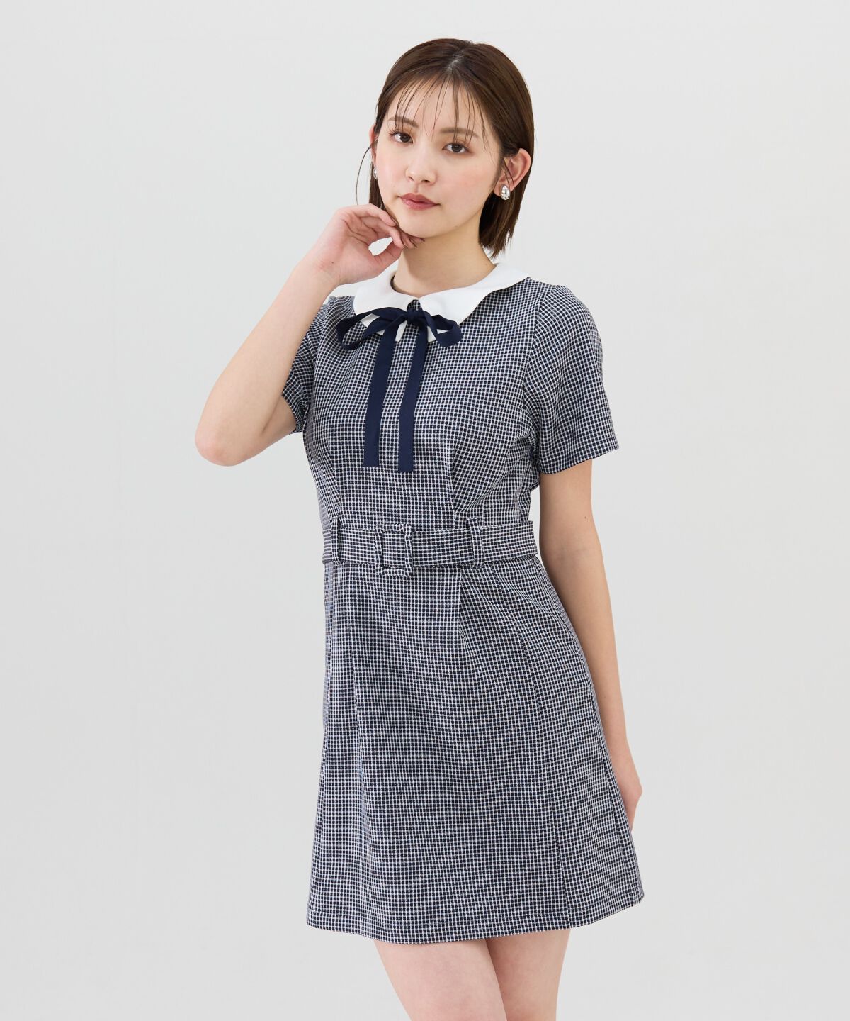 REDYAZEL「ギンガムチェック襟つきミニワンピース」|ワンピース|
