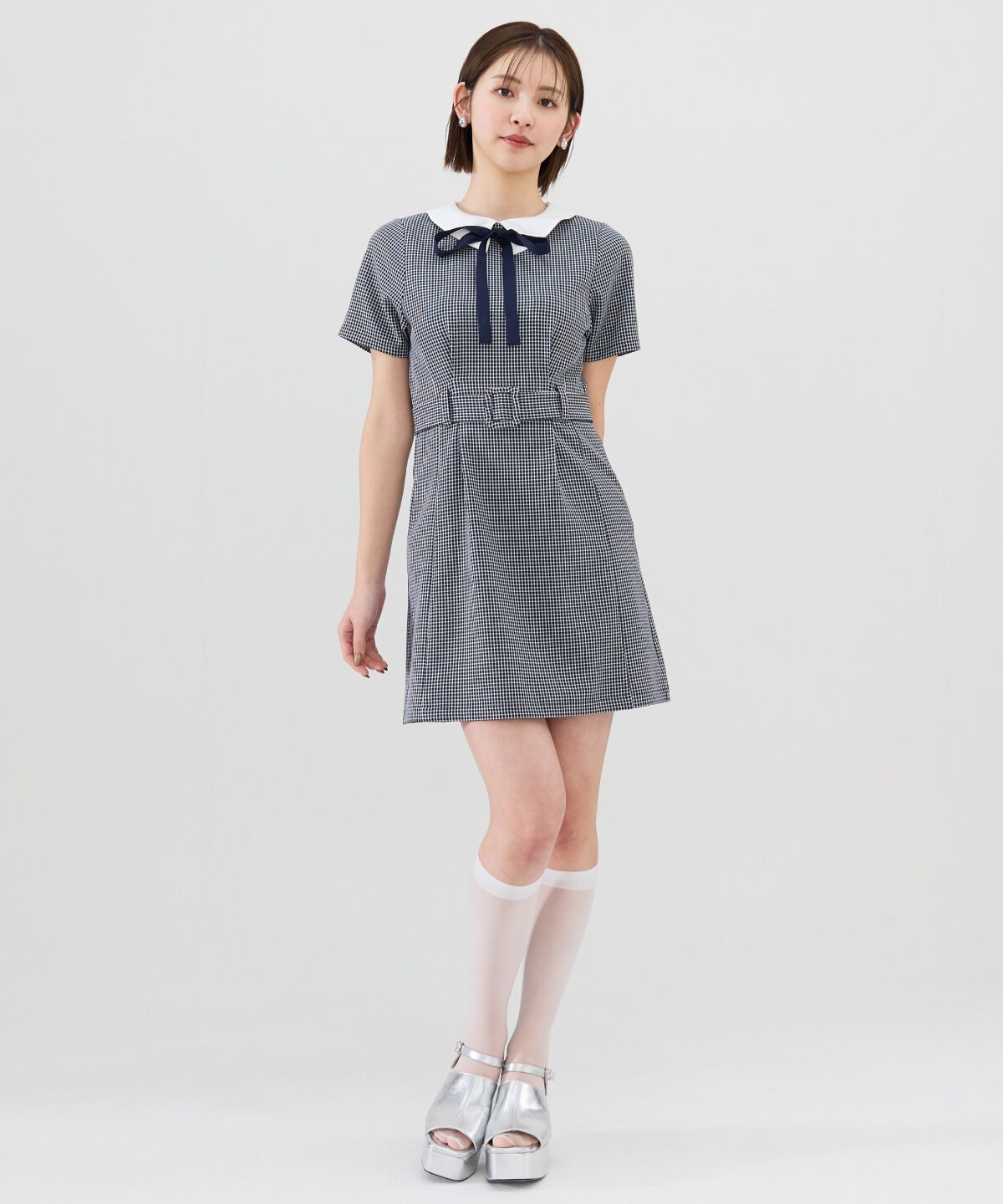 REDYAZEL「ギンガムチェック襟つきミニワンピース」|ワンピース|
