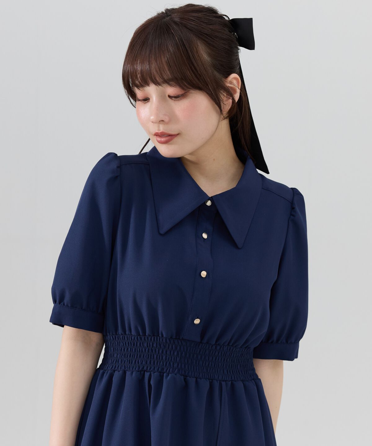 REDYAZEL「ウエストシャーリングシャツワンピース」|ワンピース|