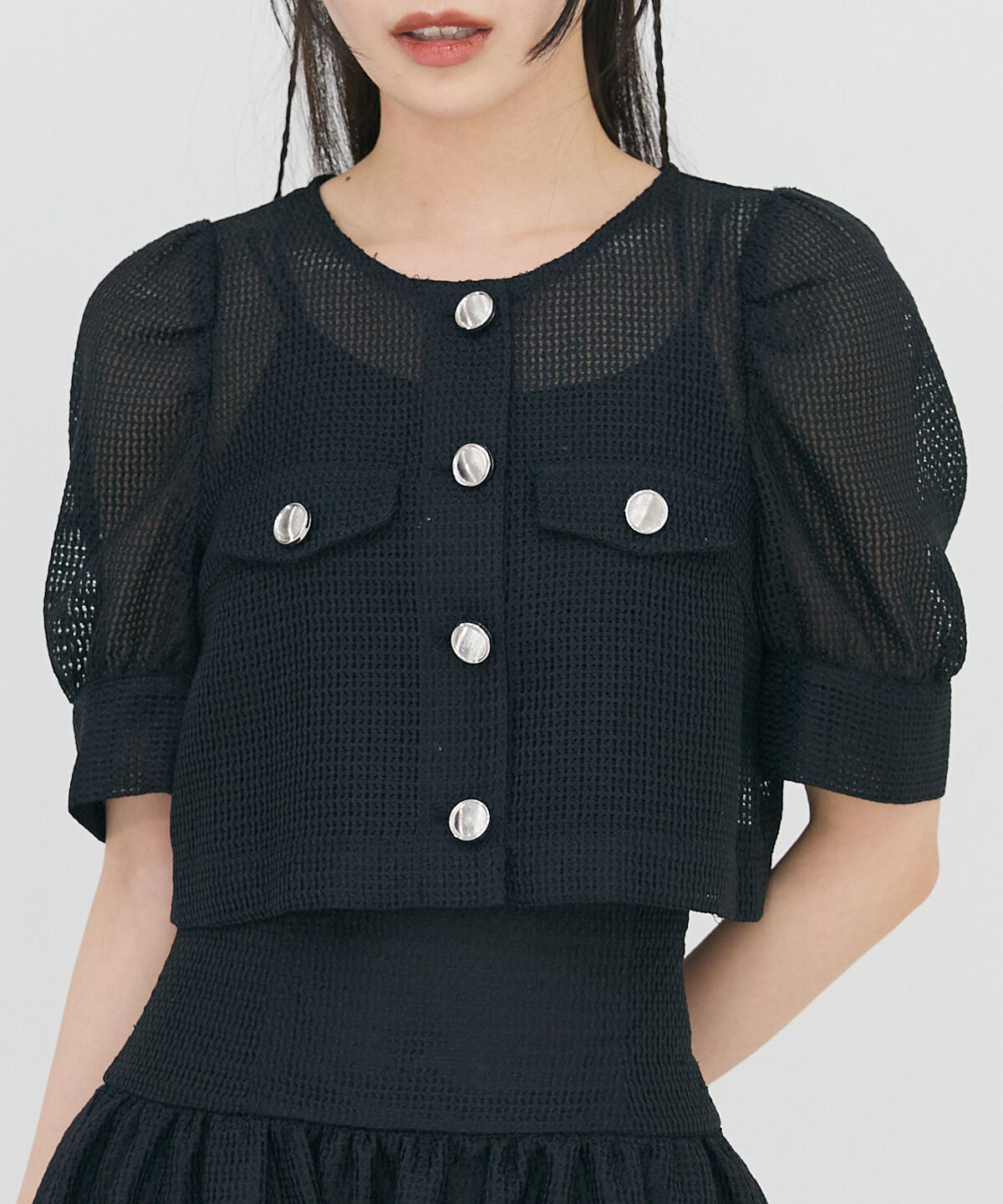 REDYAZEL「メッシュレースショートシャツ&times;バルーンスカートセットアップ」|ワンピース|